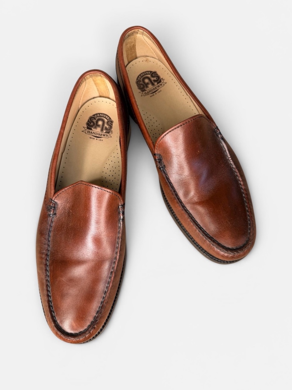 SAS Imperial brown leather hand sewn loafers
